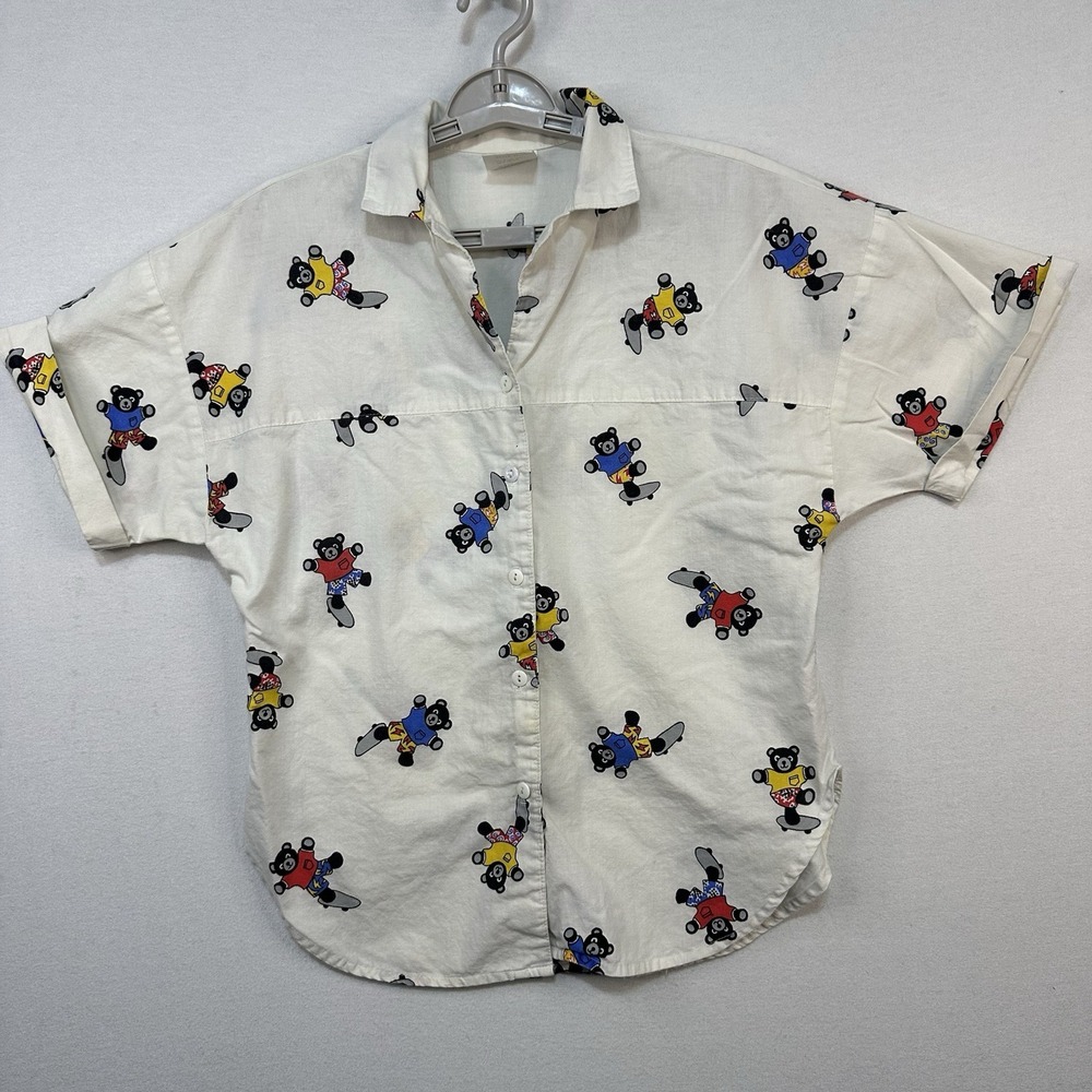 Vintage Byer California‎ Button Up Top Sz Medium Made In USA Skateboarding Bears